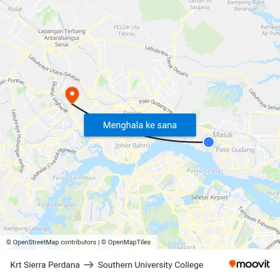 Krt Sierra Perdana to Southern University College map