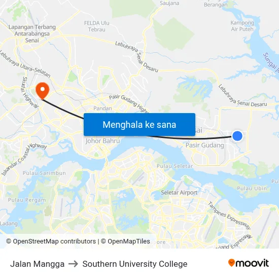 Jalan Mangga to Southern University College map