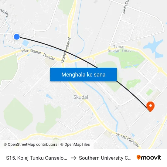 S15, Kolej Tunku Canselor, Utm to Southern University College map