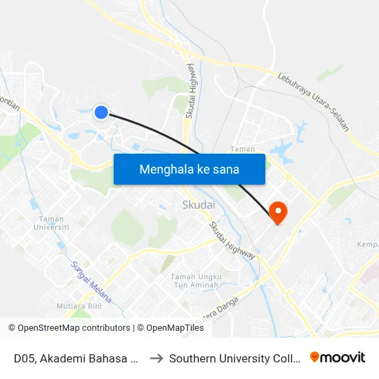 D05, Akademi Bahasa Utm to Southern University College map