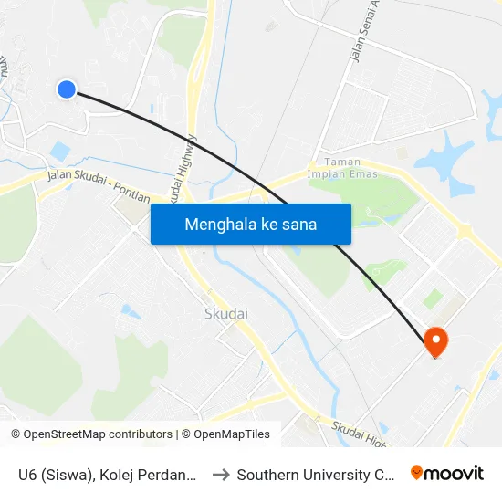 U6 (Siswa), Kolej Perdana, Utm to Southern University College map