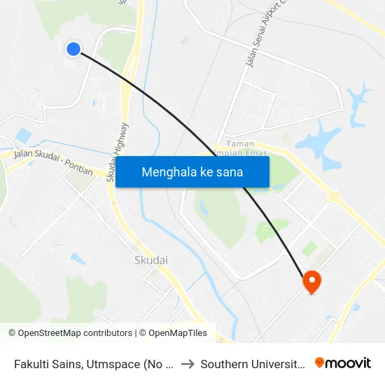 Fakulti Sains, Utmspace (No Bus Shelter) to Southern University College map