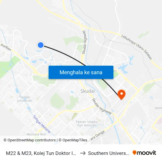 M22 & M23, Kolej Tun Doktor Ismail (Ktdi), Utm to Southern University College map