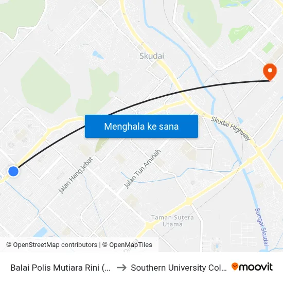 Balai Polis Mutiara Rini (Opp) to Southern University College map
