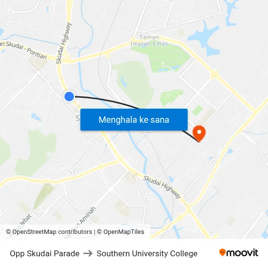 Opp Skudai Parade to Southern University College map