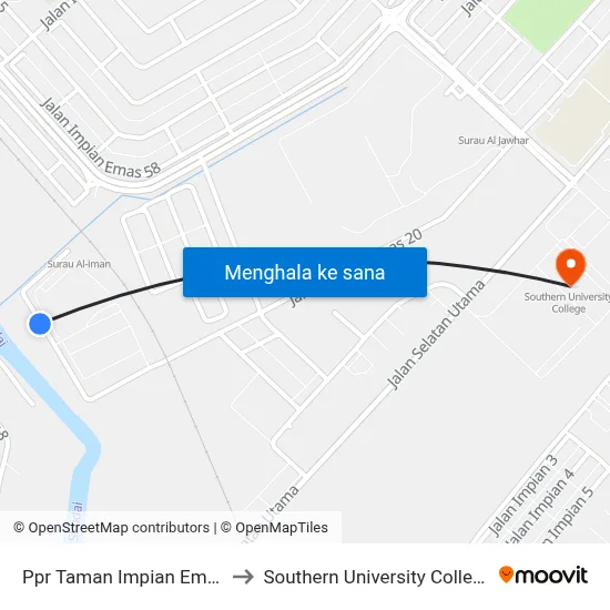 Ppr Taman Impian Emas to Southern University College map