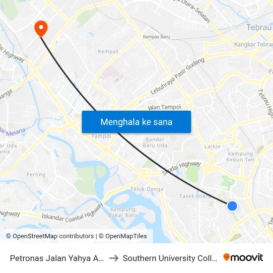 Petronas Jalan Yahya Awal to Southern University College map