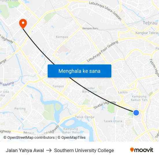 Jalan Yahya Awal to Southern University College map