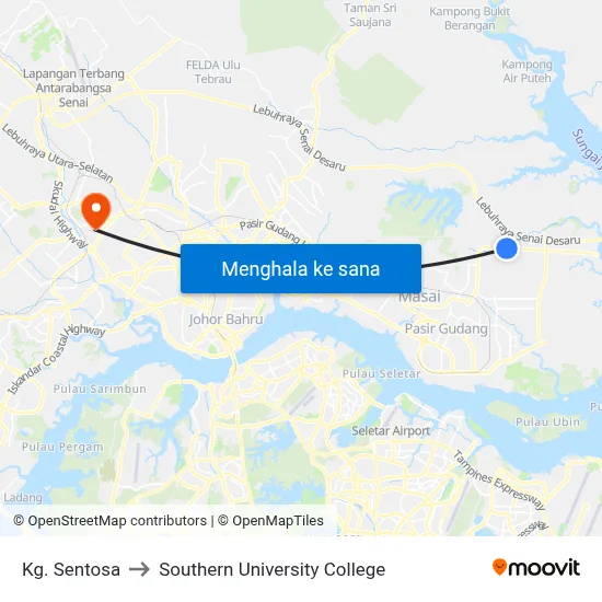 Kg. Sentosa to Southern University College map