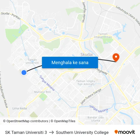 SK Taman Universiti 3 to Southern University College map