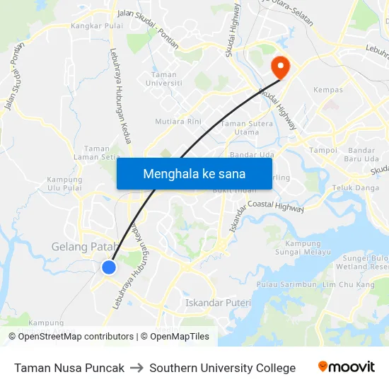 Taman Nusa Puncak to Southern University College map