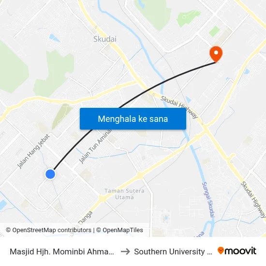 Masjid Hjh. Mominbi Ahmad Angullia to Southern University College map