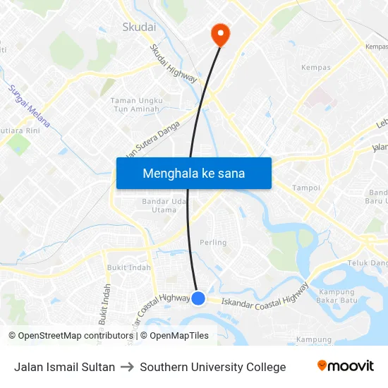 Jalan Ismail Sultan to Southern University College map