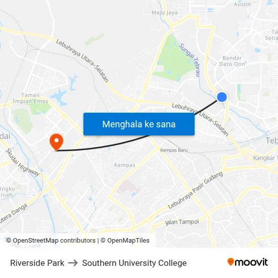 Riverside Park to Southern University College map