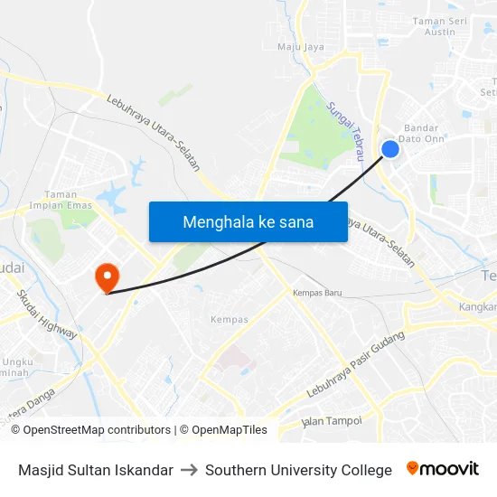 Masjid Sultan Iskandar to Southern University College map