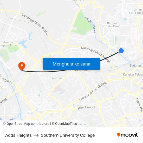 Adda Heights to Southern University College map
