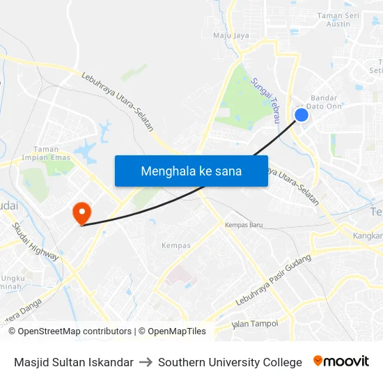 Masjid Sultan Iskandar to Southern University College map