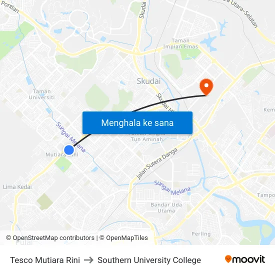 Tesco Mutiara Rini to Southern University College map