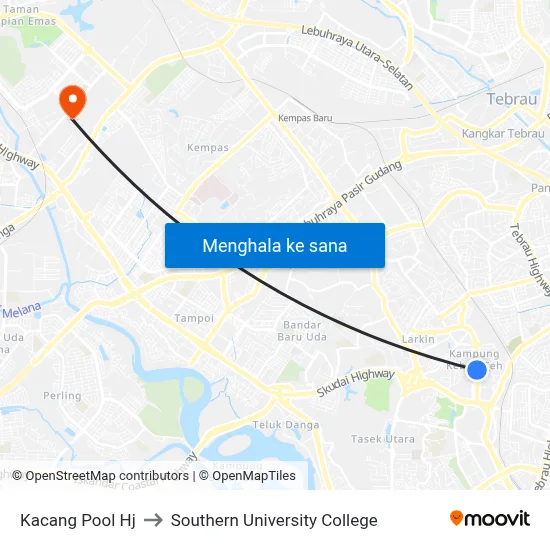 Kacang Pool Hj to Southern University College map