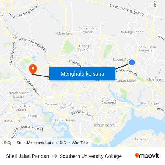 Shell Jalan Pandan to Southern University College map