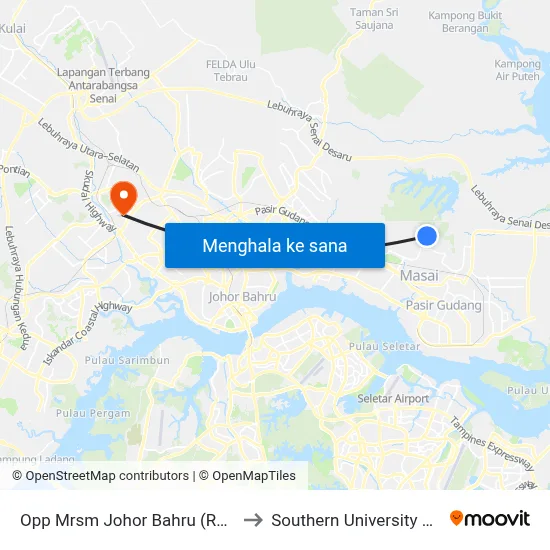 Opp Mrsm Johor Bahru (Roadside) to Southern University College map
