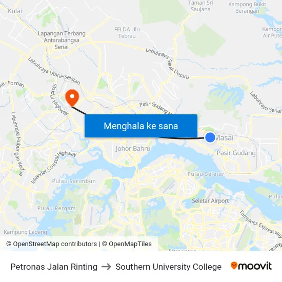 Petronas Jalan Rinting to Southern University College map