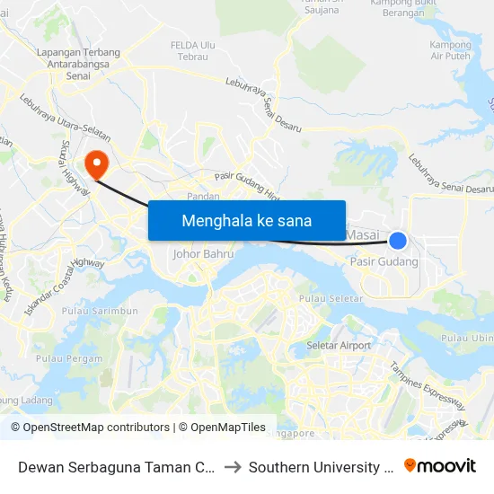 Dewan Serbaguna Taman Cendana 2 to Southern University College map