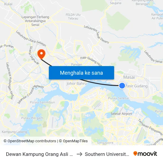 Dewan Kampung Orang Asli Kuala Masai to Southern University College map