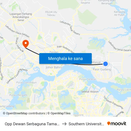 Opp Dewan Serbaguna Taman Cendana 2 to Southern University College map
