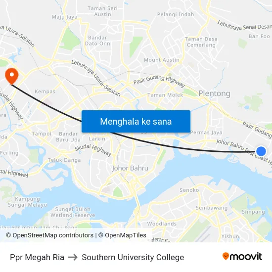 Ppr Megah Ria to Southern University College map