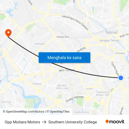 Opp Mutiara Motors to Southern University College map