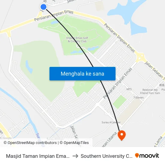 Masjid Taman Impian Emas (Opp) to Southern University College map