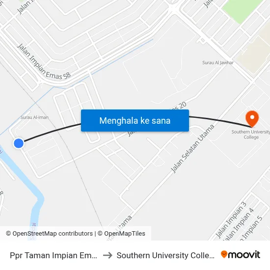 Ppr Taman Impian Emas to Southern University College map
