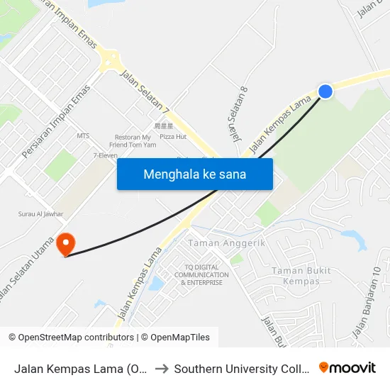 Jalan Kempas Lama (Opp) to Southern University College map