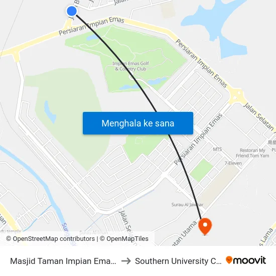 Masjid Taman Impian Emas (Opp) to Southern University College map