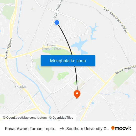 Pasar Awam Taman Impian Emas to Southern University College map