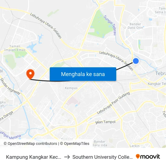 Kampung Kangkar Kechil to Southern University College map