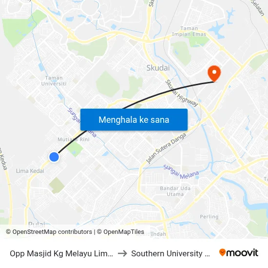 Opp Masjid Kg Melayu Lima Kedai to Southern University College map