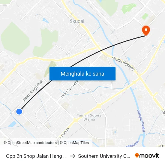 Opp 2n Shop Jalan Hang Jebat to Southern University College map