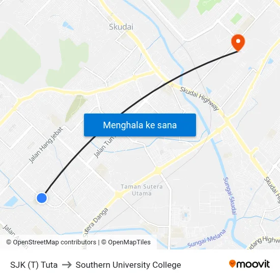 SJK (T) Tuta to Southern University College map