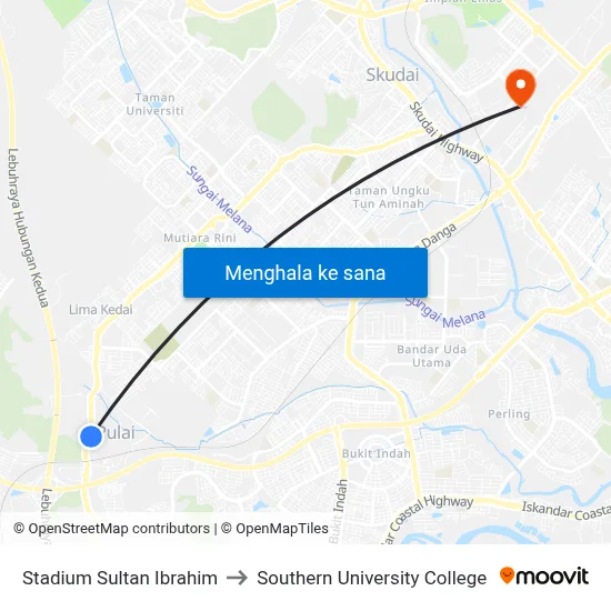Stadium Sultan Ibrahim to Southern University College map