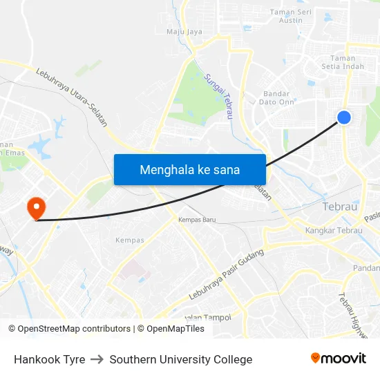 Hankook Tyre to Southern University College map