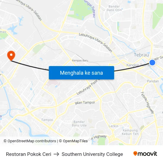 Restoran Pokok Ceri to Southern University College map