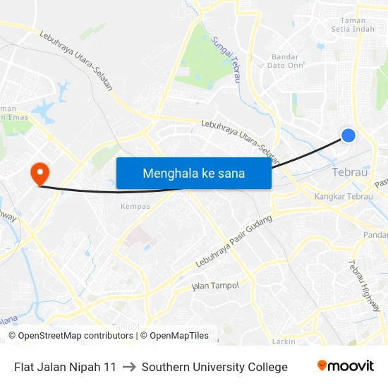 Flat Jalan Nipah 11 to Southern University College map