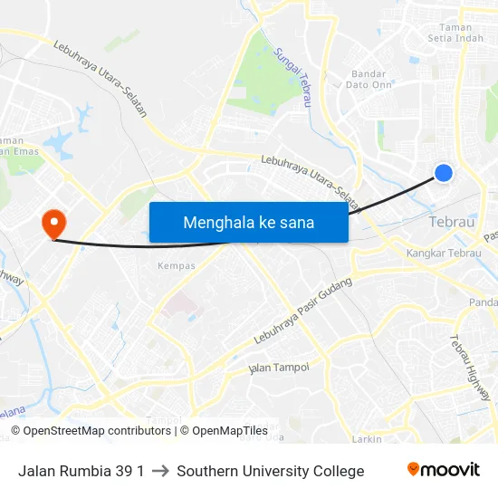 Jalan Rumbia 39 1 to Southern University College map