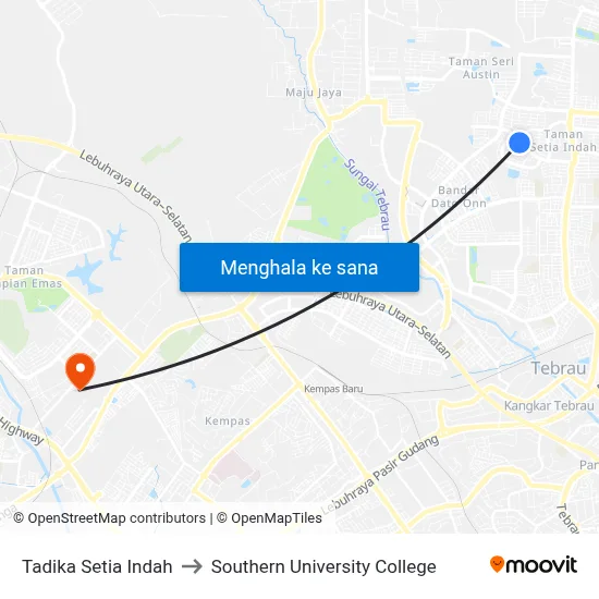 Tadika Setia Indah to Southern University College map