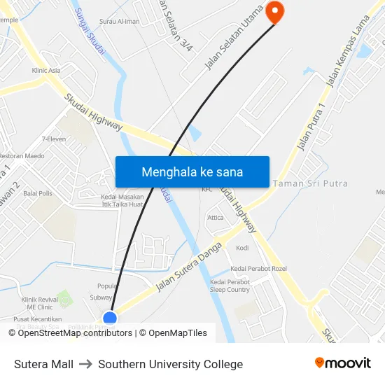 Sutera Mall to Southern University College map