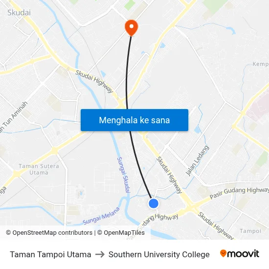 Taman Tampoi Utama to Southern University College map