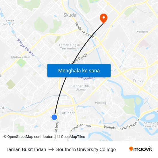 Taman Bukit Indah to Southern University College map