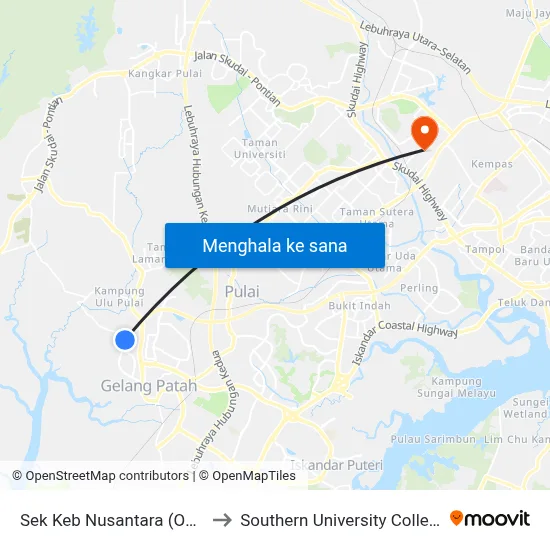 Sek Keb Nusantara (Opp) to Southern University College map